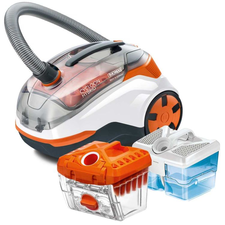 THOMAS CYCLOON HYBRID PET&FRIENDS. De éérste hybride cycloonstofzuiger zonder zak die dierenharen verwijdert en de lucht 100% voelbaar verfrist. MADE IN GERMANY.